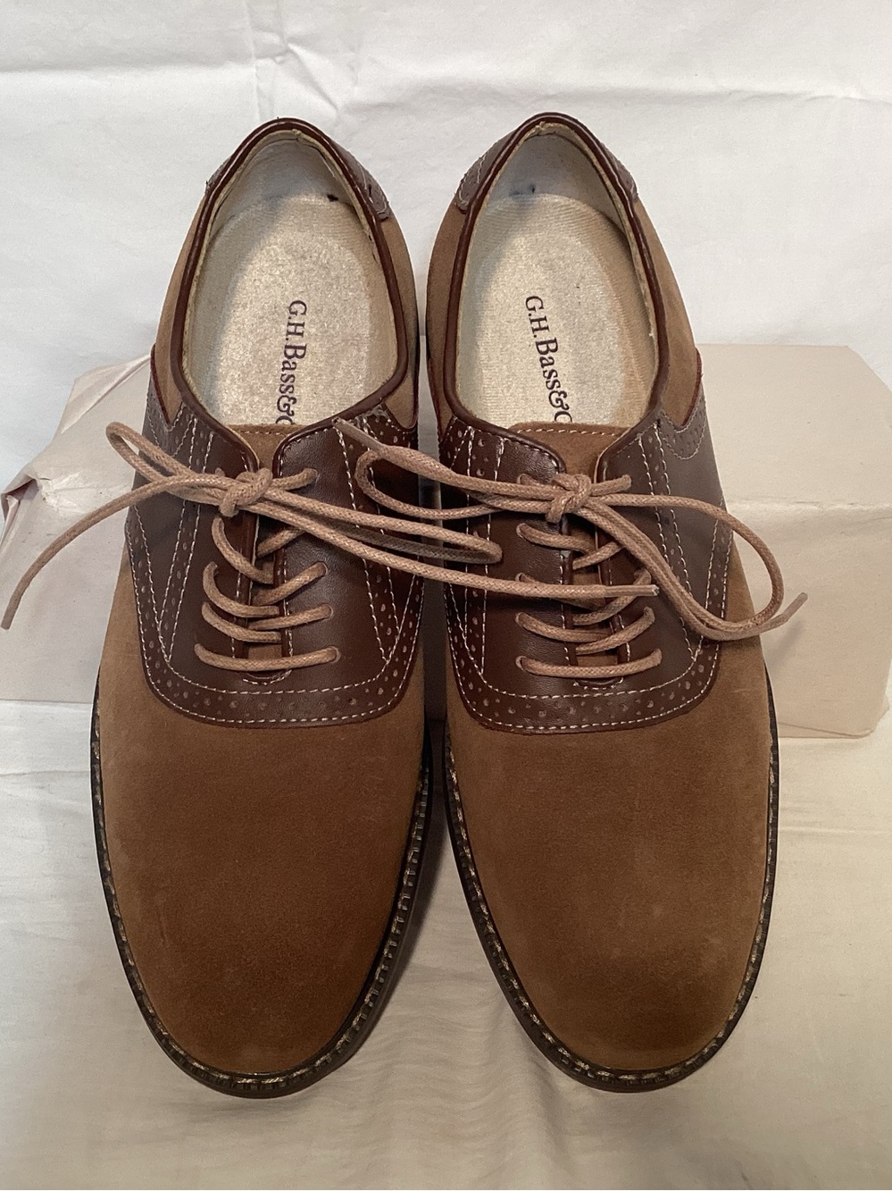 G.H. Bass & Co. Two-Tone Brown Suede and Leather Pomona Saddle Shoes Men’s 10